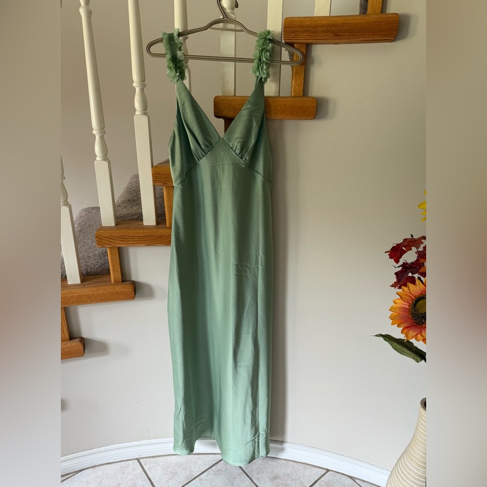 Hello Molly Silken Twilight Satin Max Dress Sage